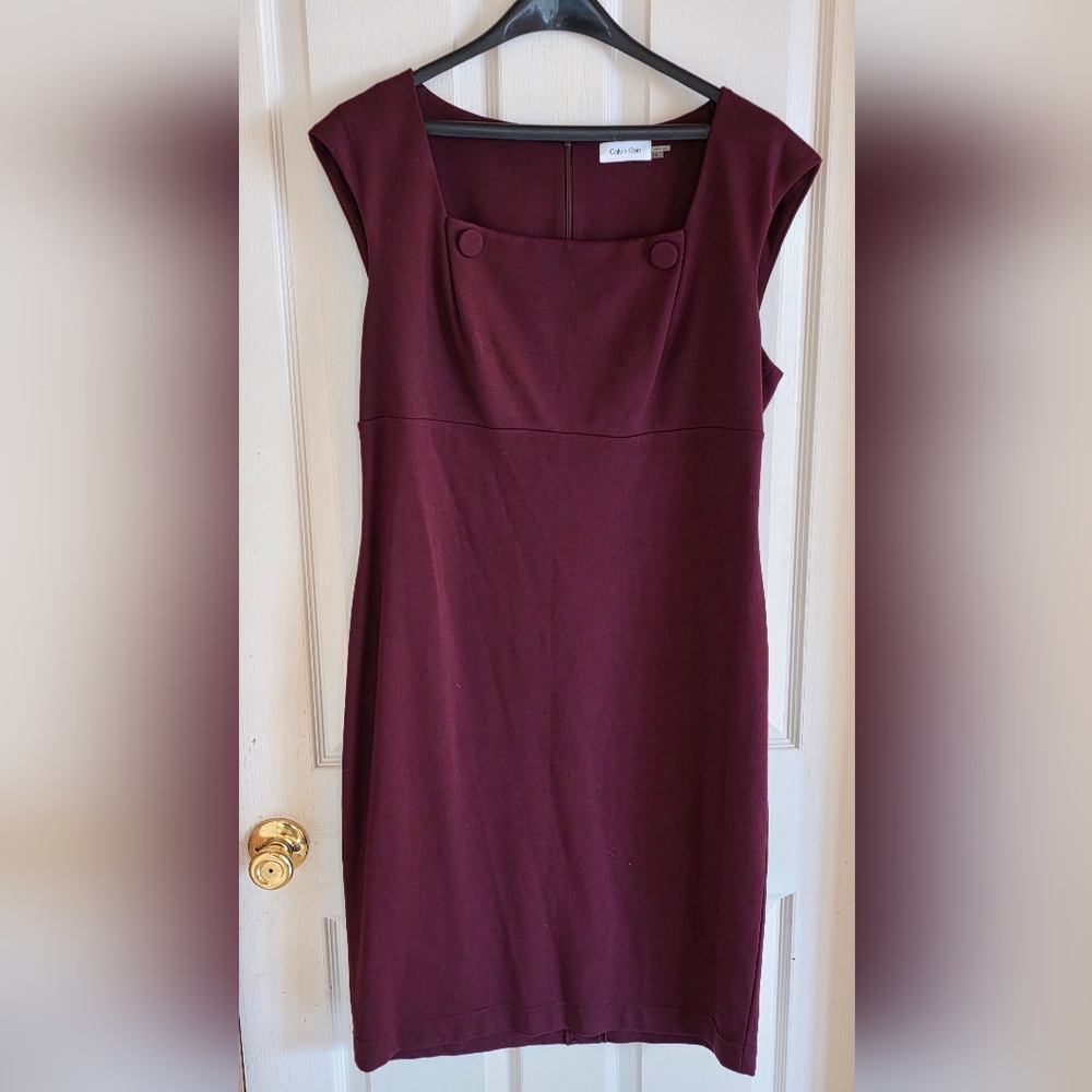 Calvin Klien Burgundy Sleeveless Dress Sz 14